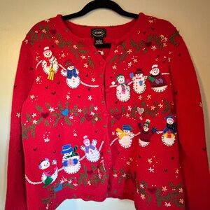 Vintage Holiday Red Festive Cardigan